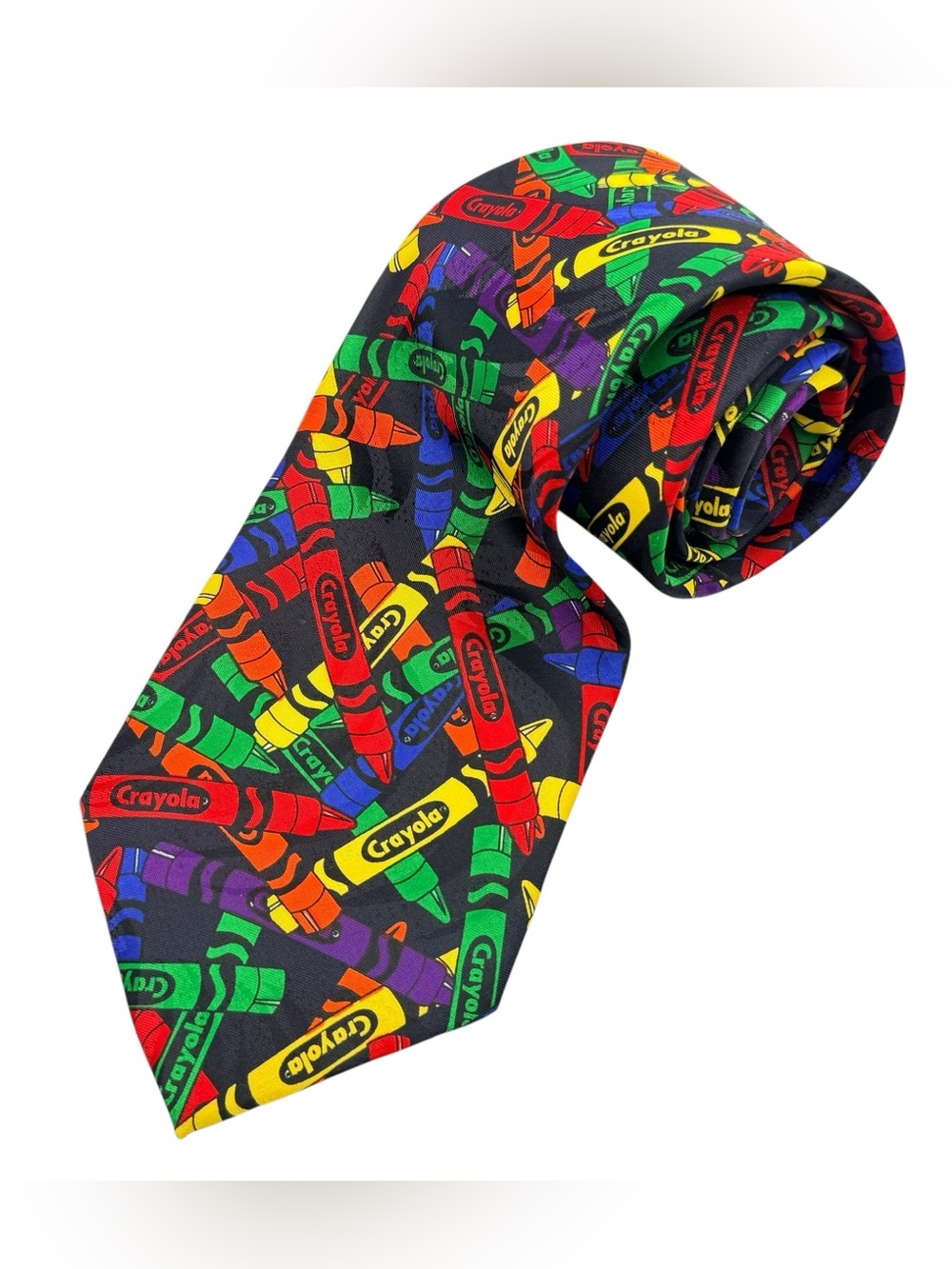 Vintage 90’s Crayola Crayon Novelty Necktie Black Colorful